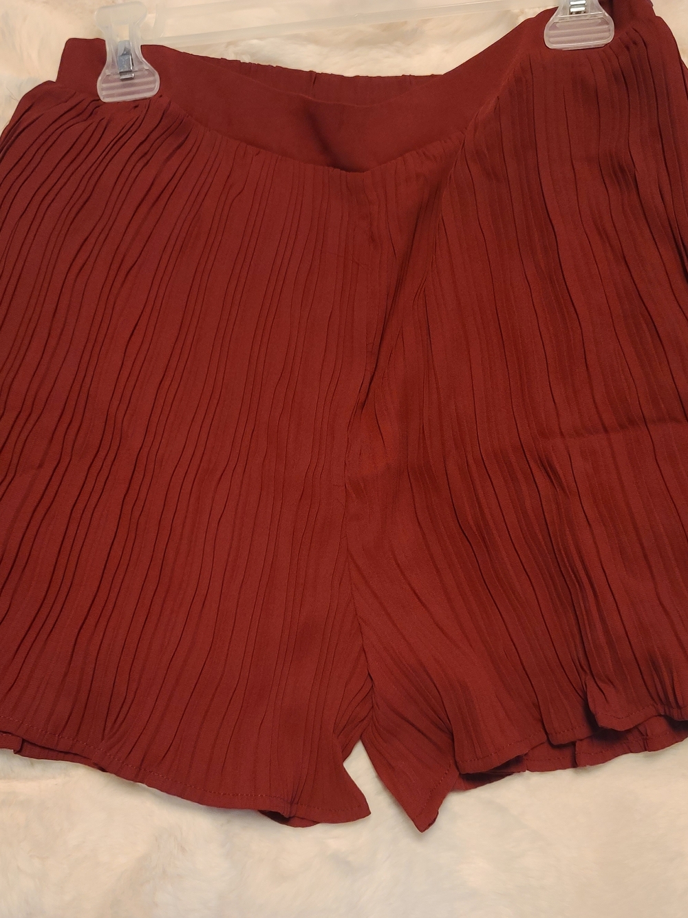 High-Rise Dressy Pleated Shorts in Burgundy Red
